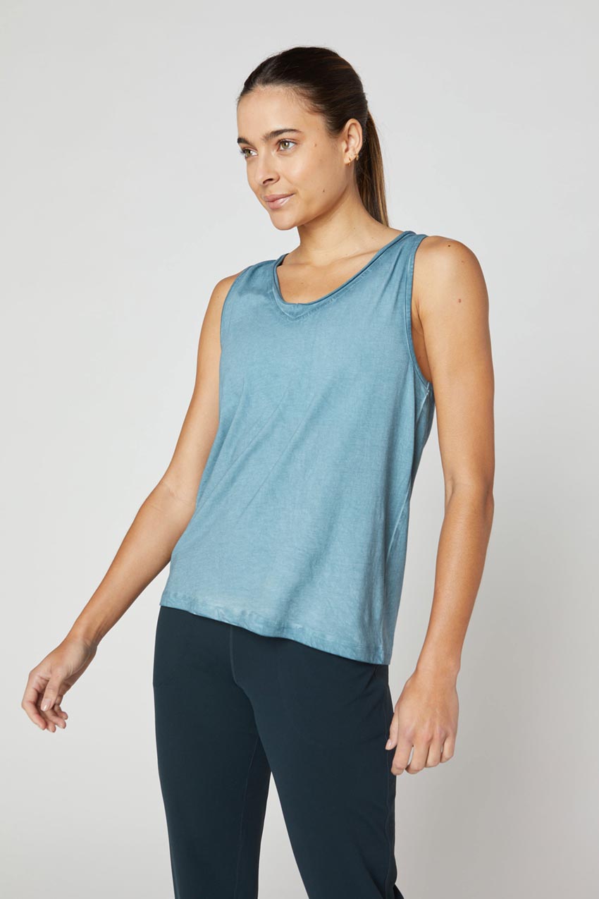 Flame Calm V-Neck Washed Tank Top