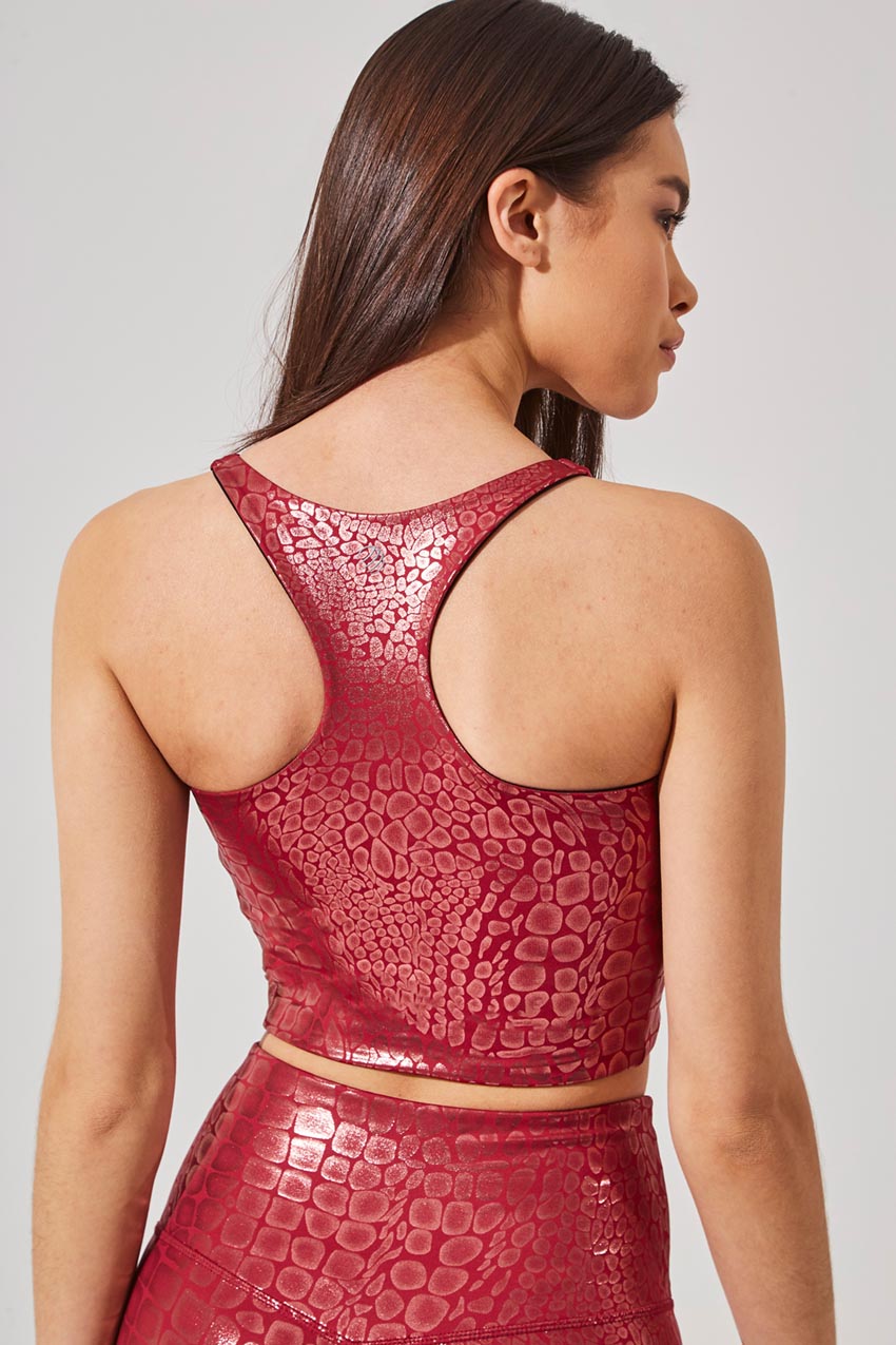Crave Glossy Alligator Print Medium Support Bra Top