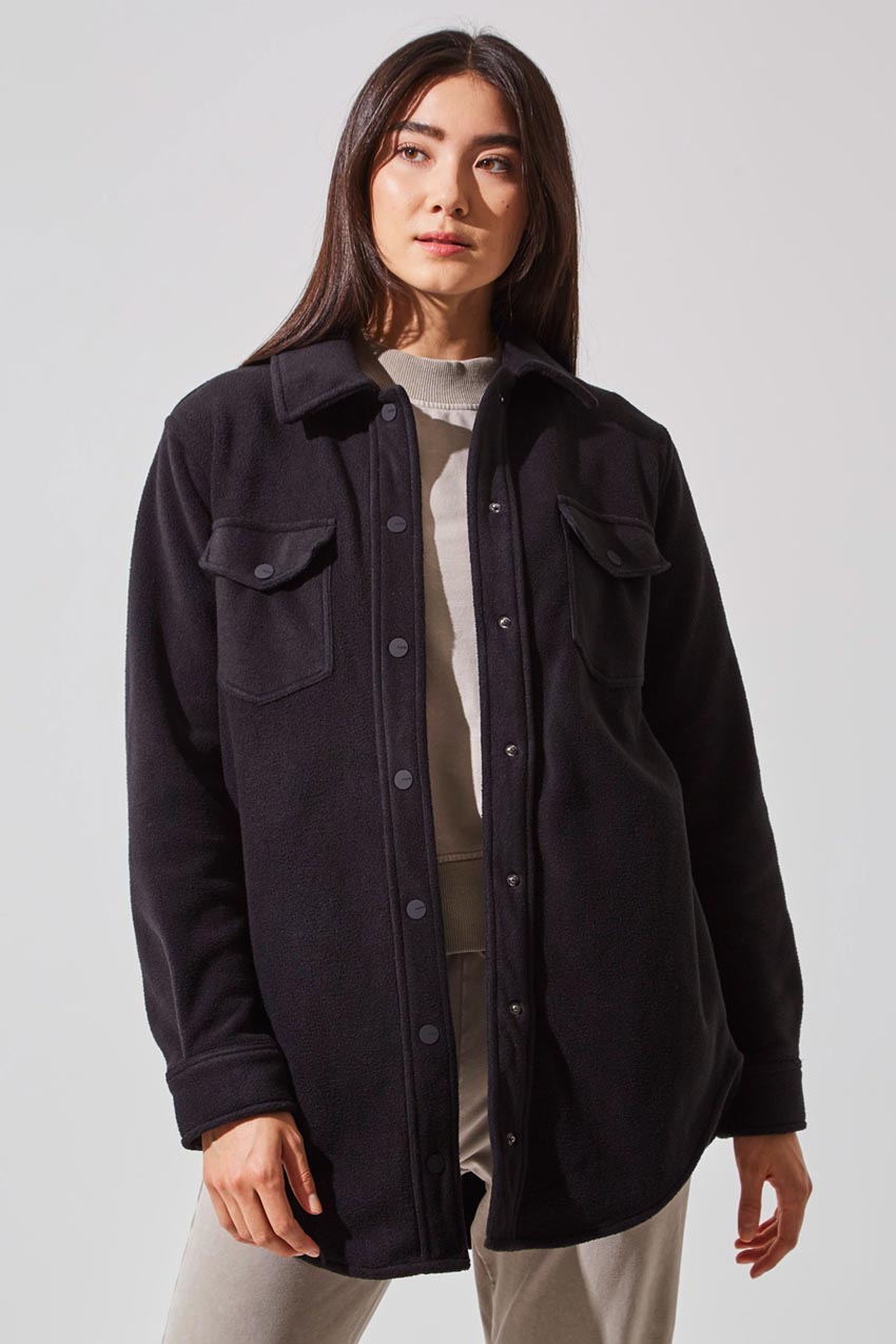 MPG Sport Elevate Fleece Shirt Jacket in Black