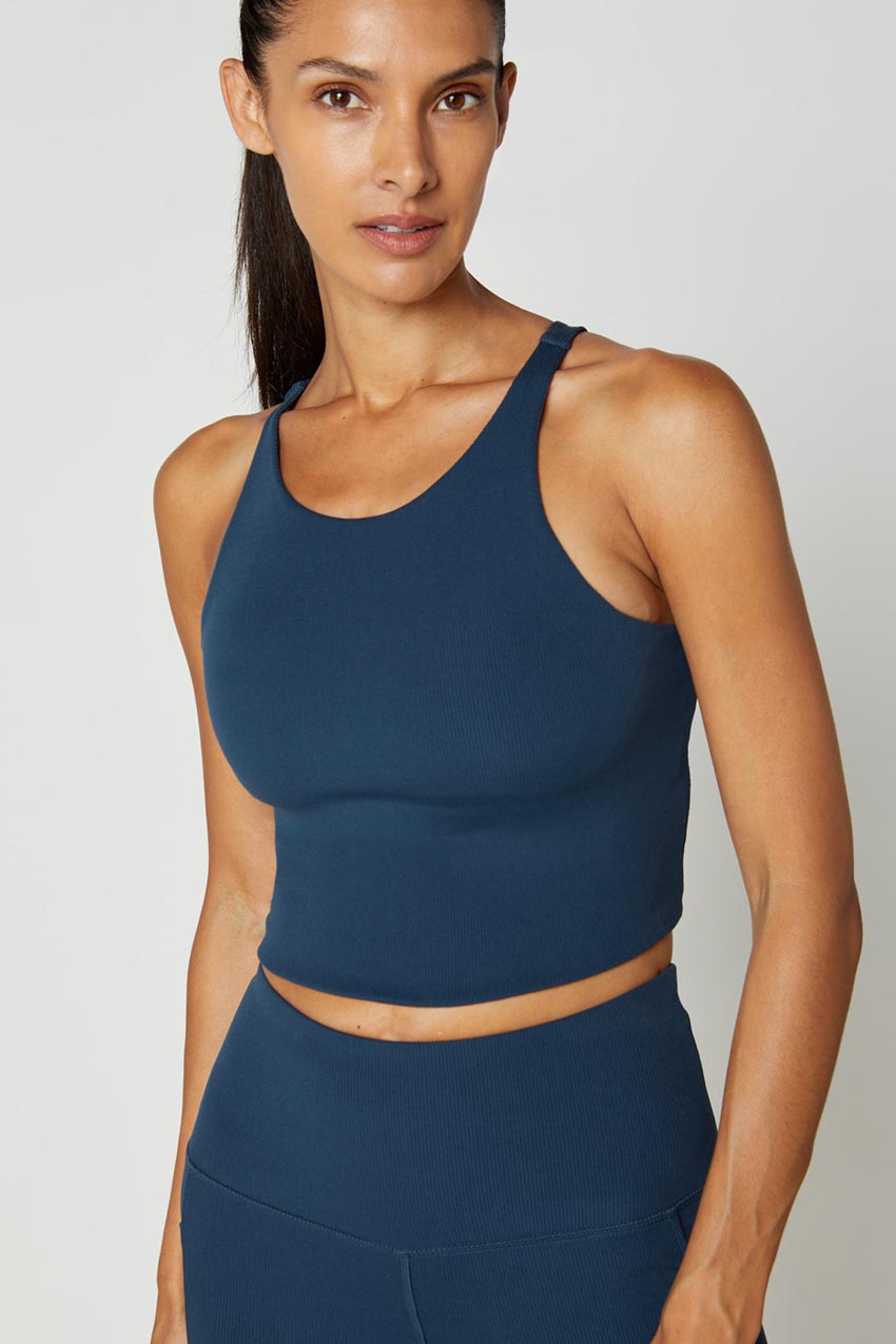 Serena Recycled High-Neck Ribbed Medium Support Sports Bra