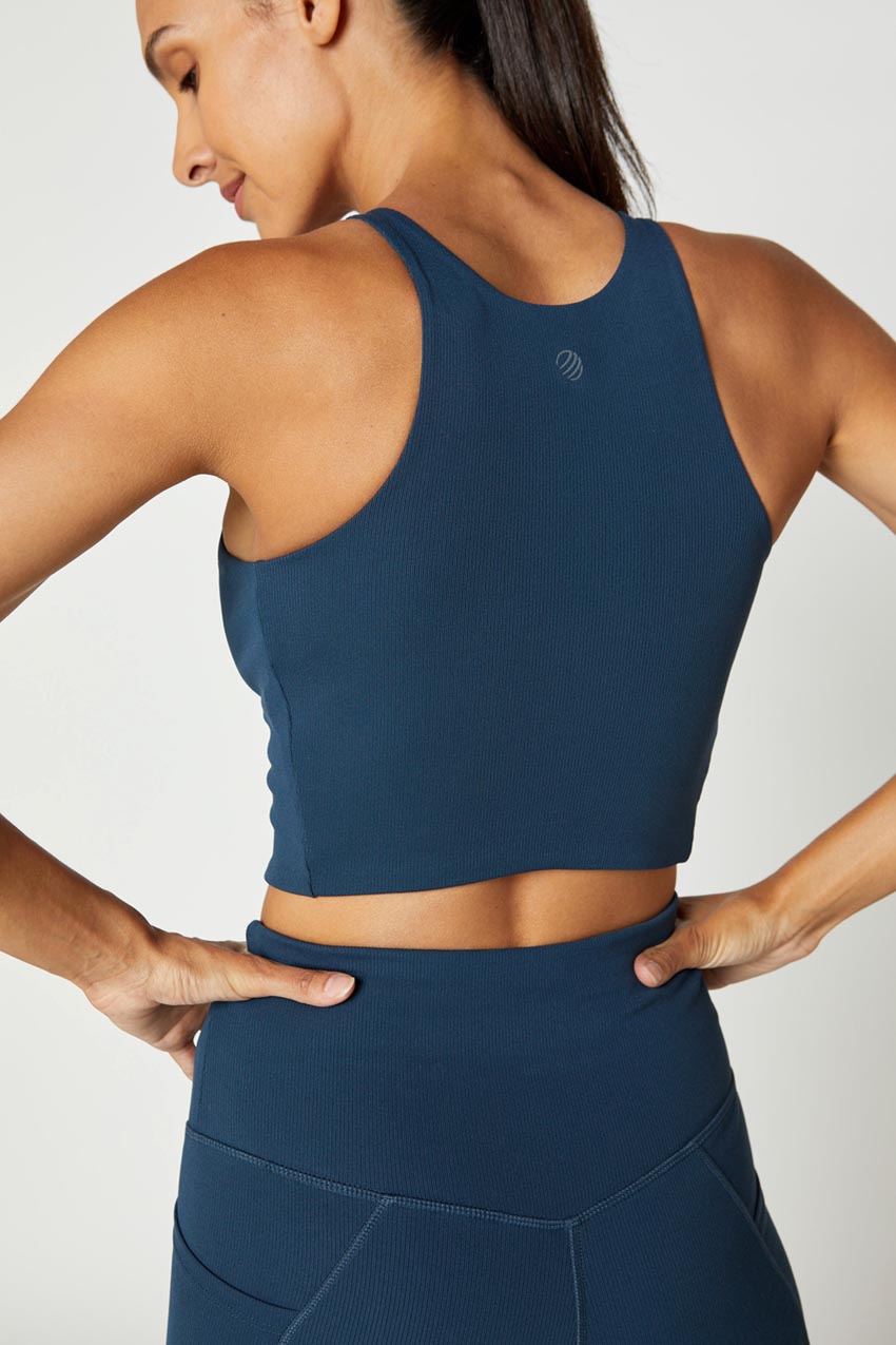 Serena Recycled High-Neck Ribbed Medium Support Sports Bra