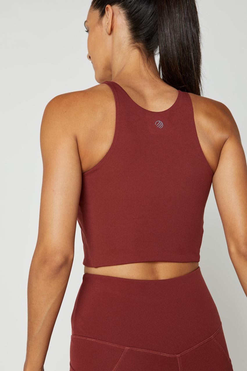 Serena Recycled High-Neck Ribbed Medium Support Sports Bra