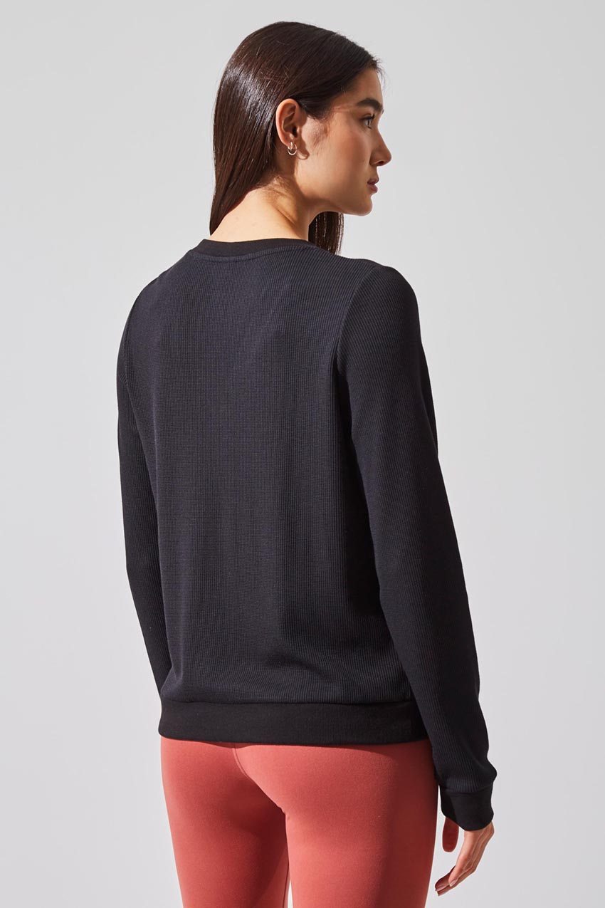 Claire Waffle-Knit Henley