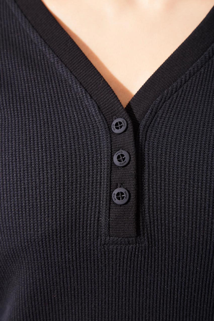 Claire Waffle-Knit Henley