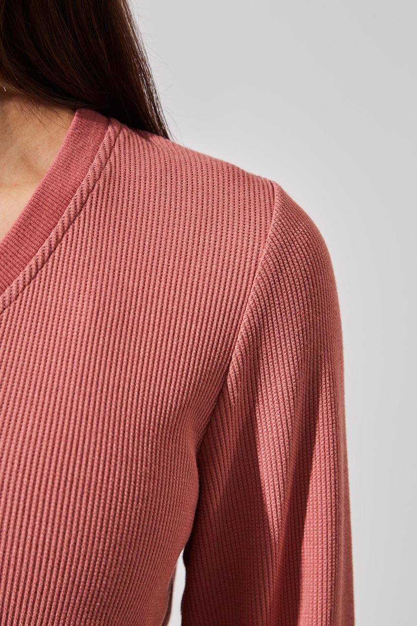 Claire Waffle-Knit Henley