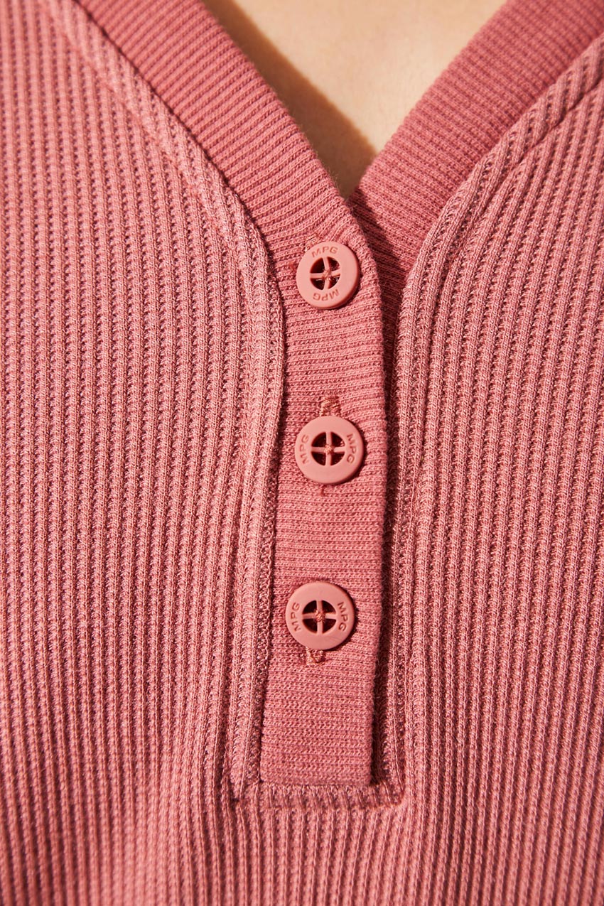 Claire Waffle-Knit Henley