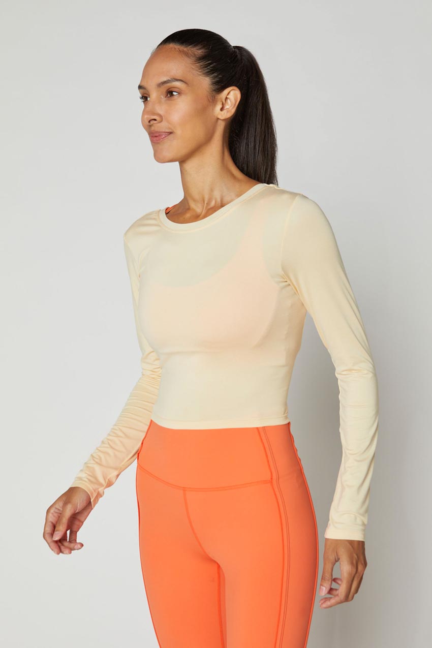 Talia Twist Back Bind Mesh Long Sleeve Top