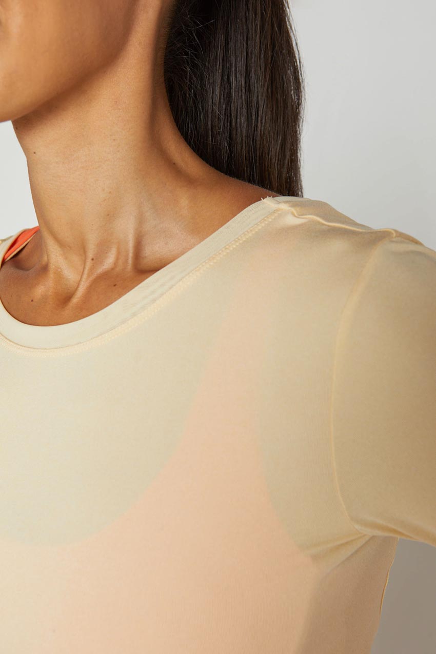 Talia Twist Back Bind Mesh Long Sleeve Top