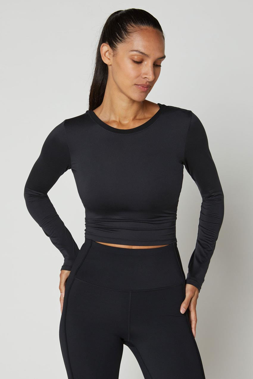 Talia Twist Back Bind Mesh Long Sleeve Top