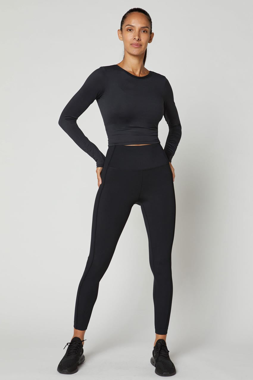 Talia Twist Back Bind Mesh Long Sleeve Top