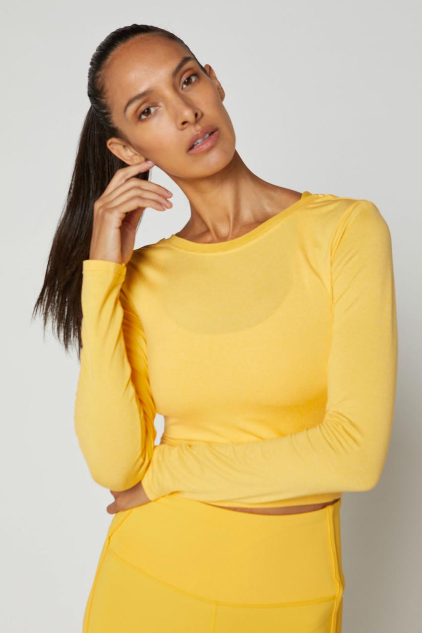 Talia Twist Back Bind Mesh Long Sleeve Top