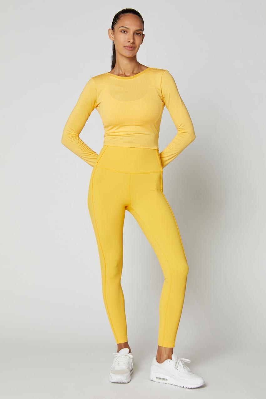 Talia Twist Back Bind Mesh Long Sleeve Top