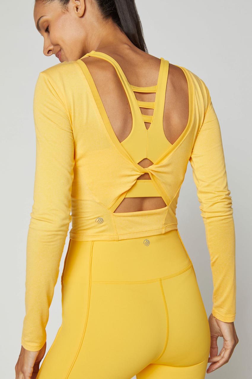 Talia Twist Back Bind Mesh Long Sleeve Top