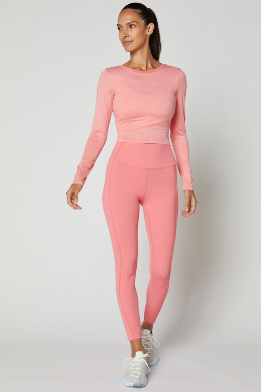 Talia Twist Back Bind Mesh Long Sleeve Top
