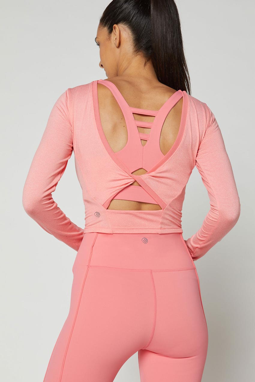 Talia Twist Back Bind Mesh Long Sleeve Top