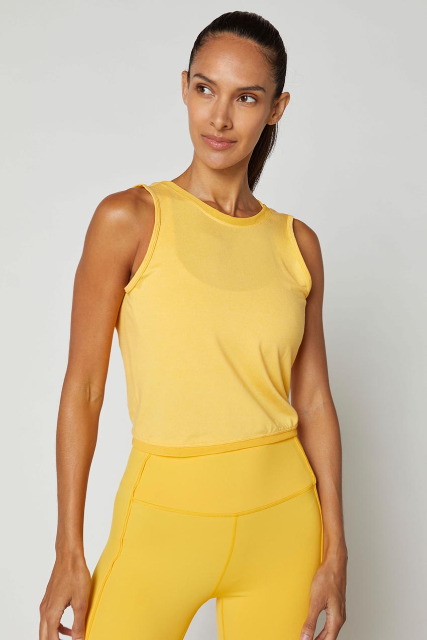 Anjali Twist Back Bind Mesh Tank Top