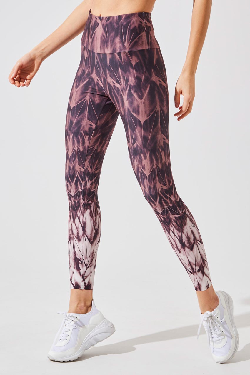 MPG Sport women's Strive Recycled Polyester High Waisted 7/8 Printed Legging in Coffee Origami Print