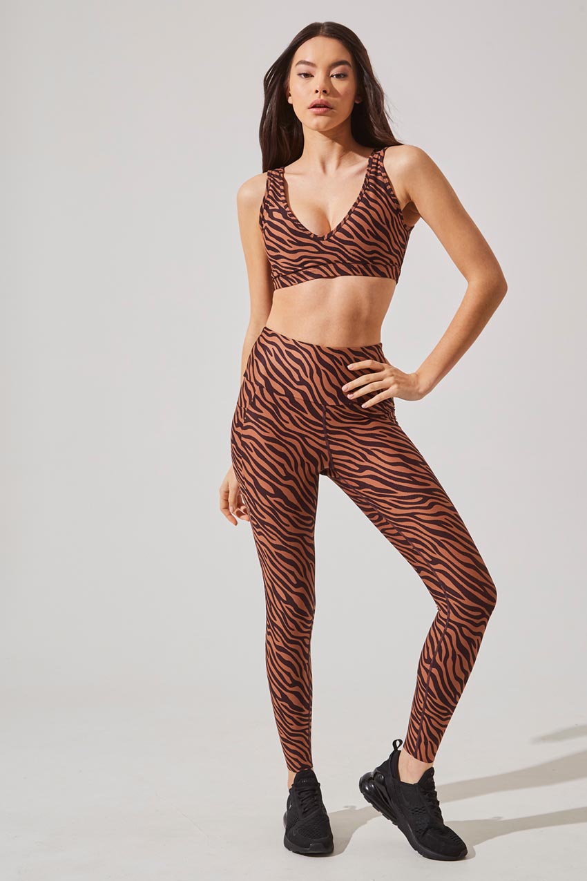 Score Recycled Polyester Zebra Print High Waisted 7/8 Legging