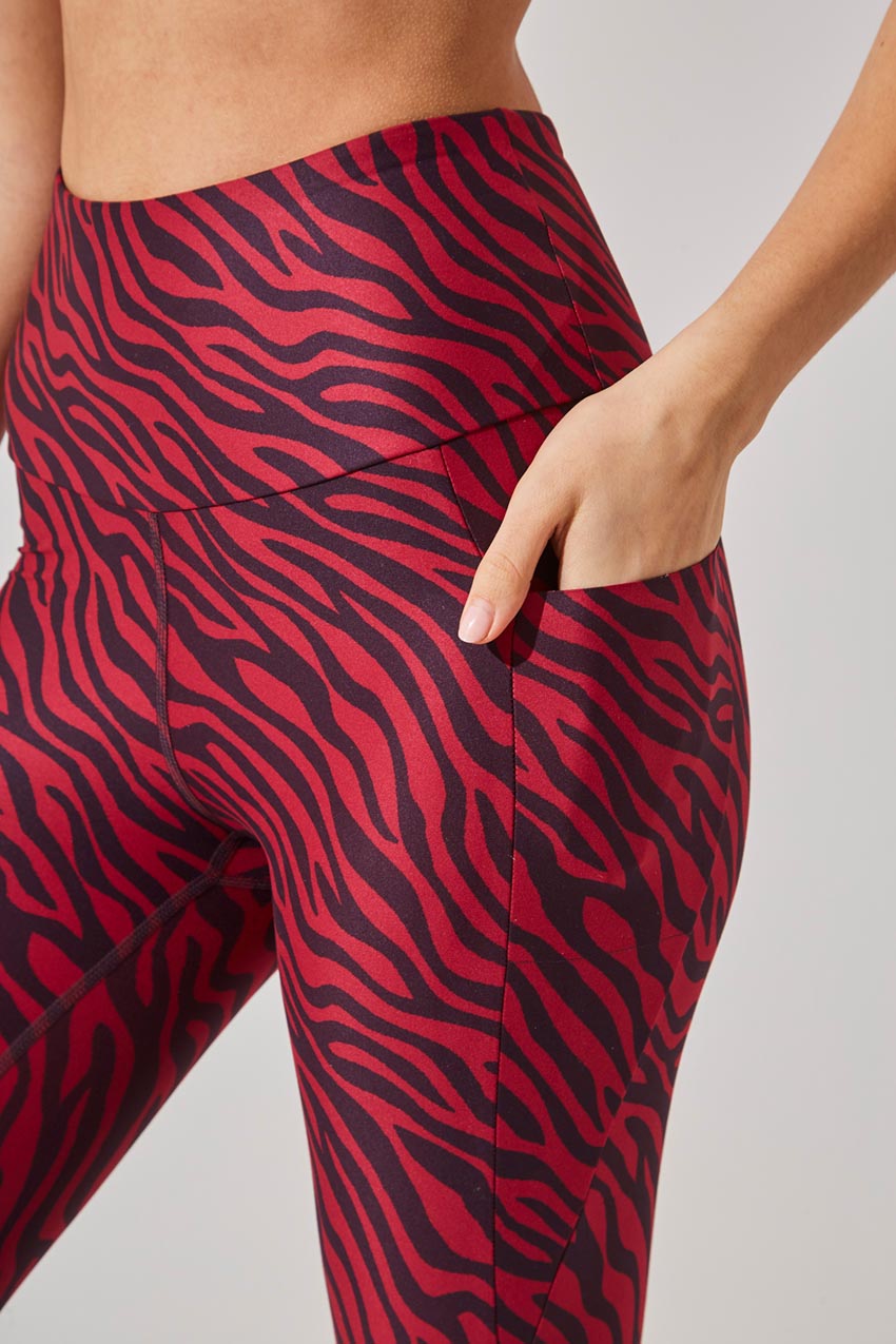 Score Recycled Polyester Zebra Print High Waisted 7/8 Legging