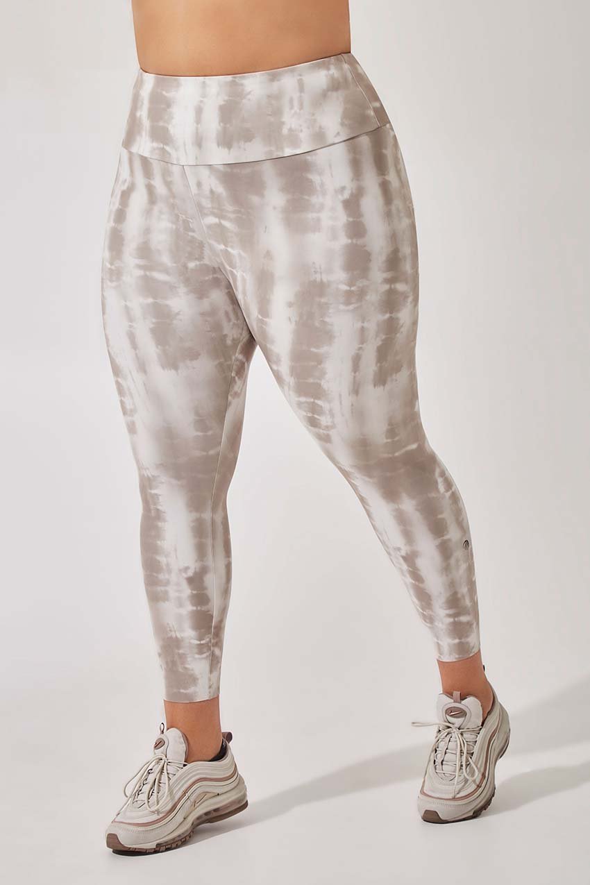 MPG Sport women's Strive High Waisted Recycled Polyester 7/8 Legging in Neutral Tie Dye