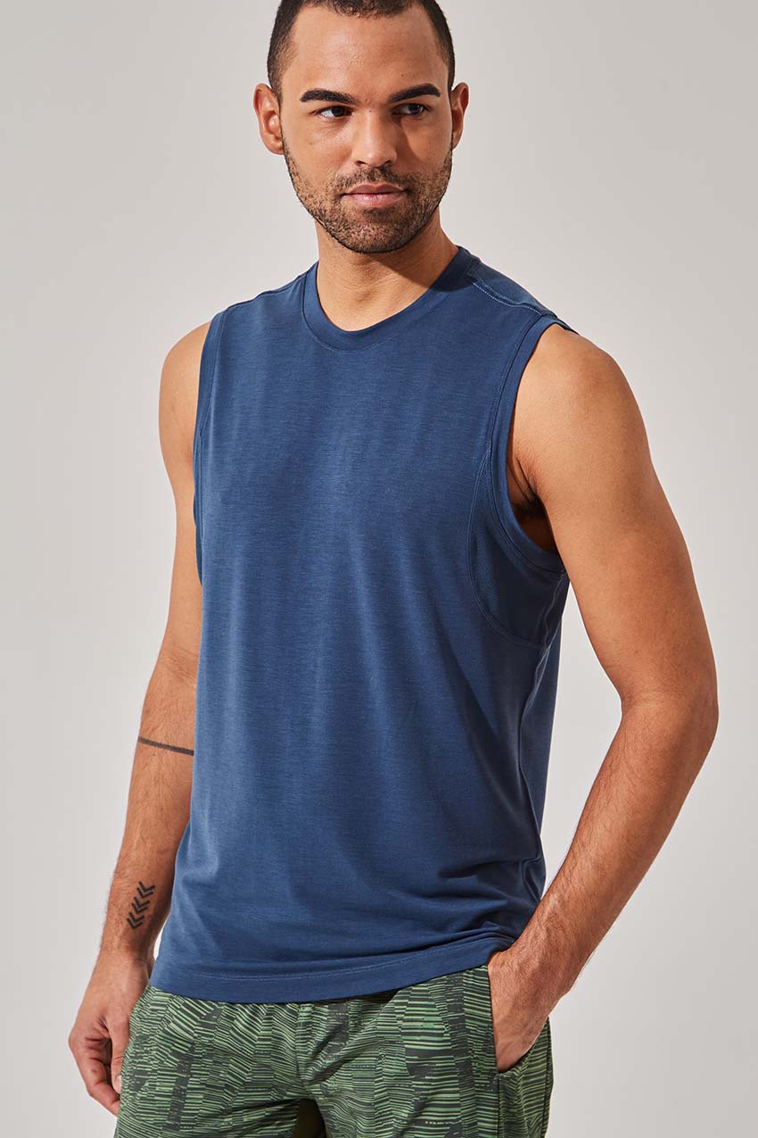 MPG Sport men's Flex Recycled Polyester Stink-Free Tank - Sale in Teal