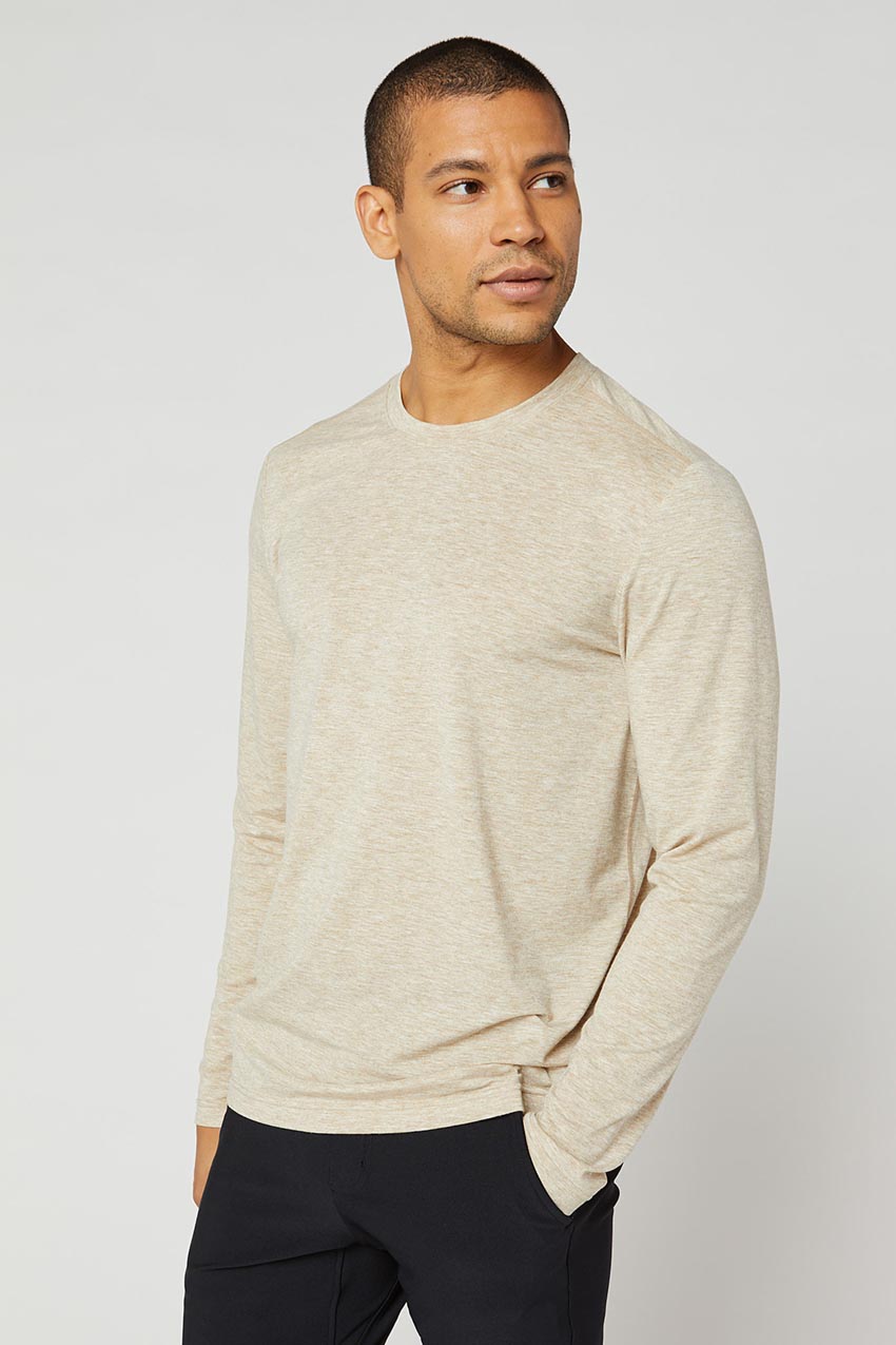 MPG Sport Recharge Dynamic Recycled Polyester Stink-Free Long Sleeve in Htr Sand