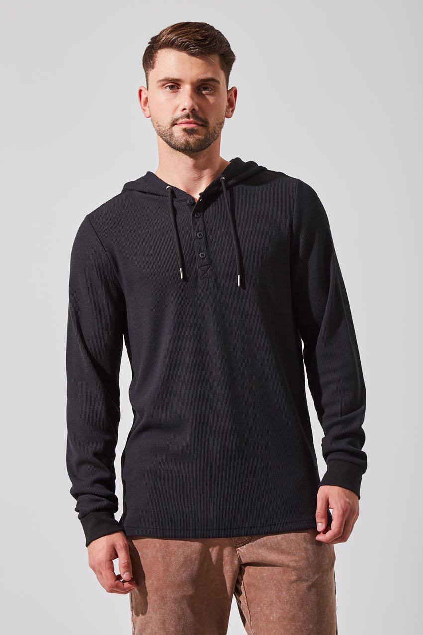 Black henley hot sale hoodie