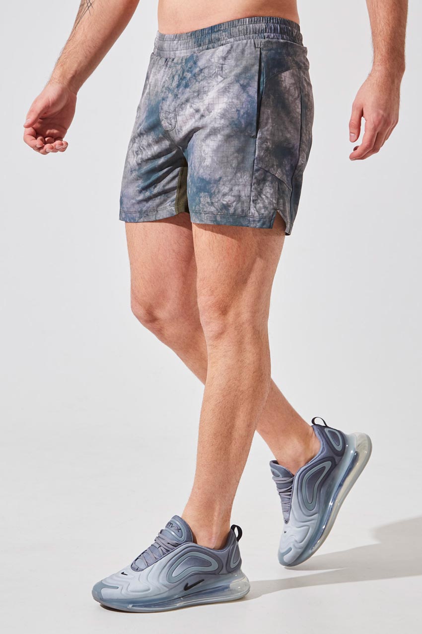 MPG Sport men's Undercover 5" Sustainable Active/Swim Short with Liner in Forest Smoky Grid