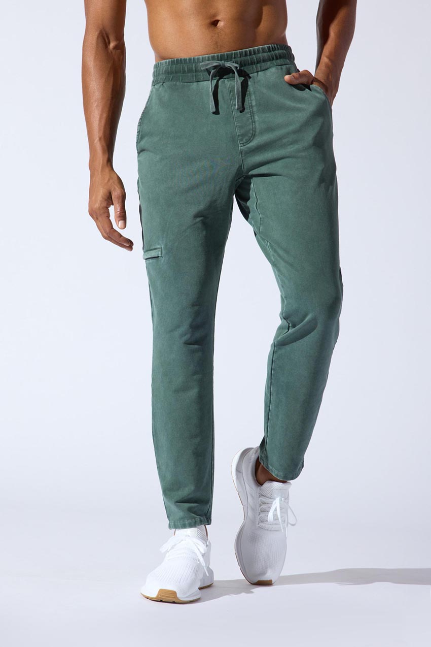 MPG Sport Liam Slim Leg Lounge Pant Men's Pants in Distressed Bay Leaf
