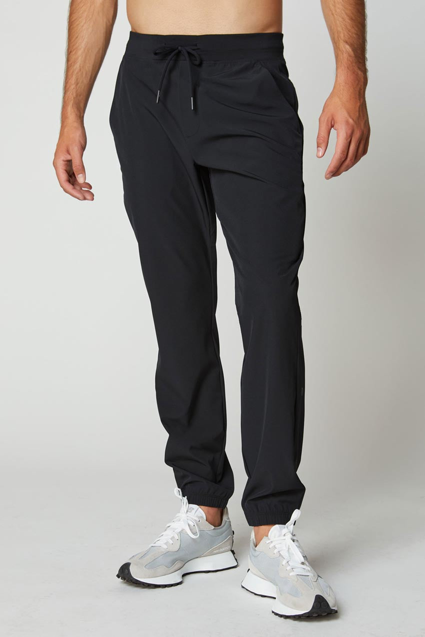 MPG Sport Lithe Recycled Polyester Stretch Woven Jogger in Black