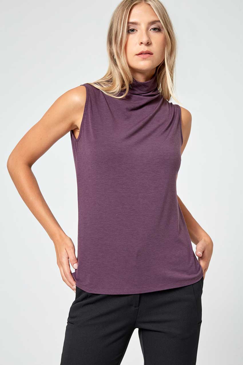 Modern Ambition work-ready women's Asset Mock Neck RapidDry Tank in Plum Perfect