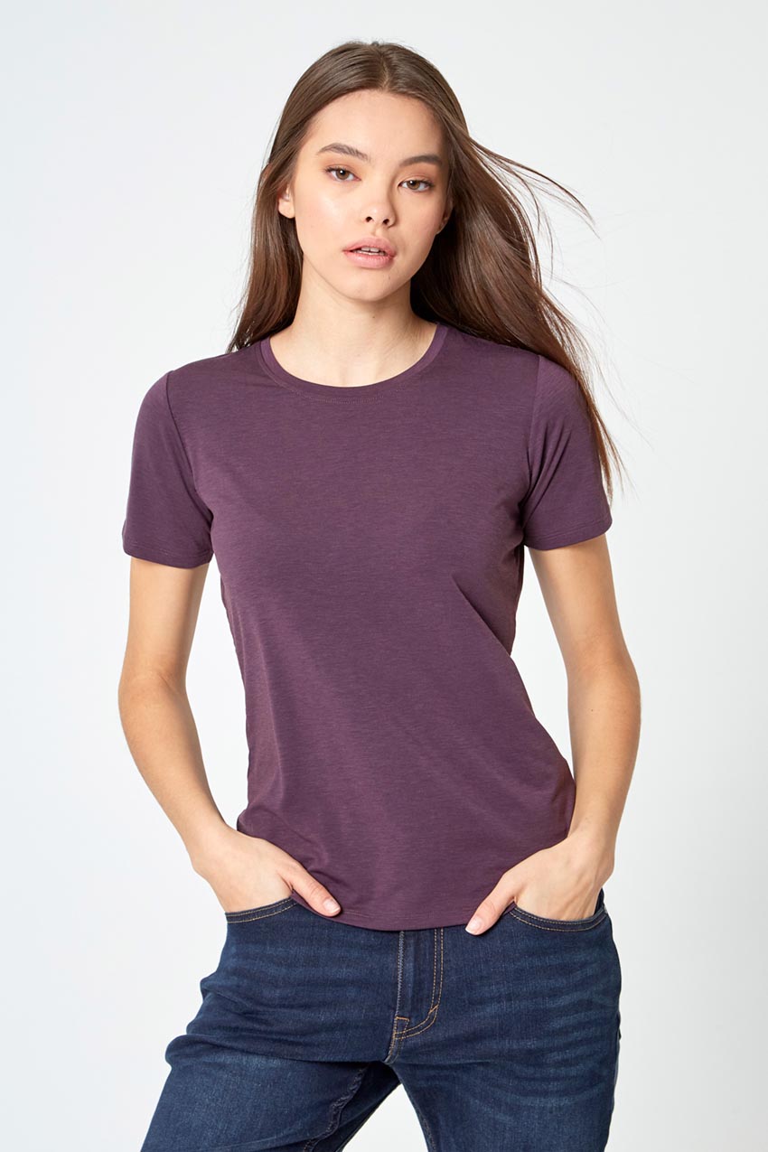 Modern Ambition work-ready women's Agenda RapidDry Essential Tee in Plum Perfect