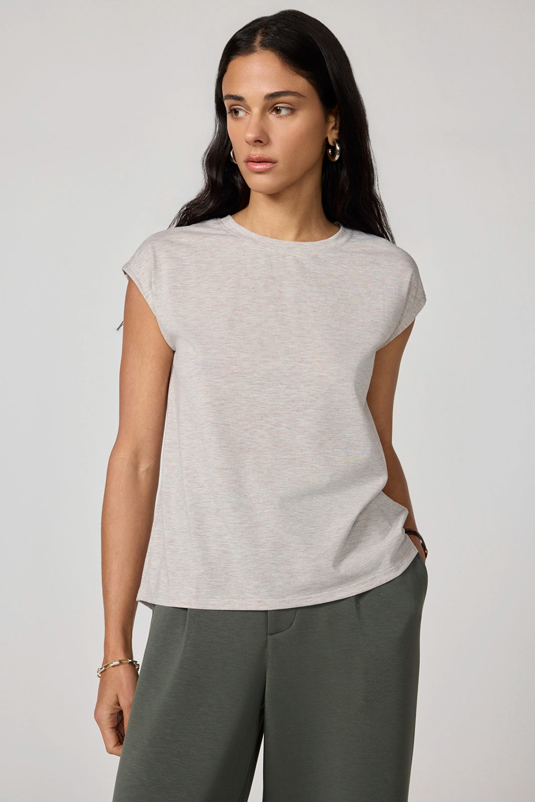 Performance Knit Sleeveless Tee - Htr Oatmeal