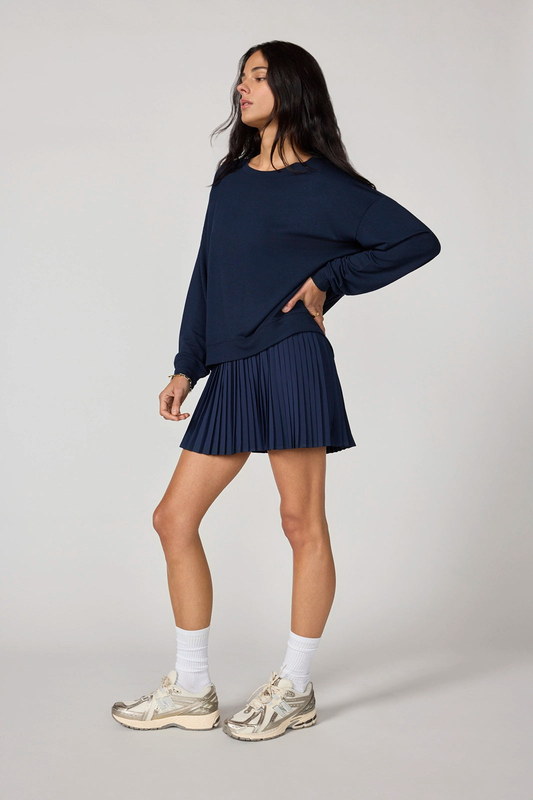 Cozy Fleece Relaxed Crew - Navy Blazer