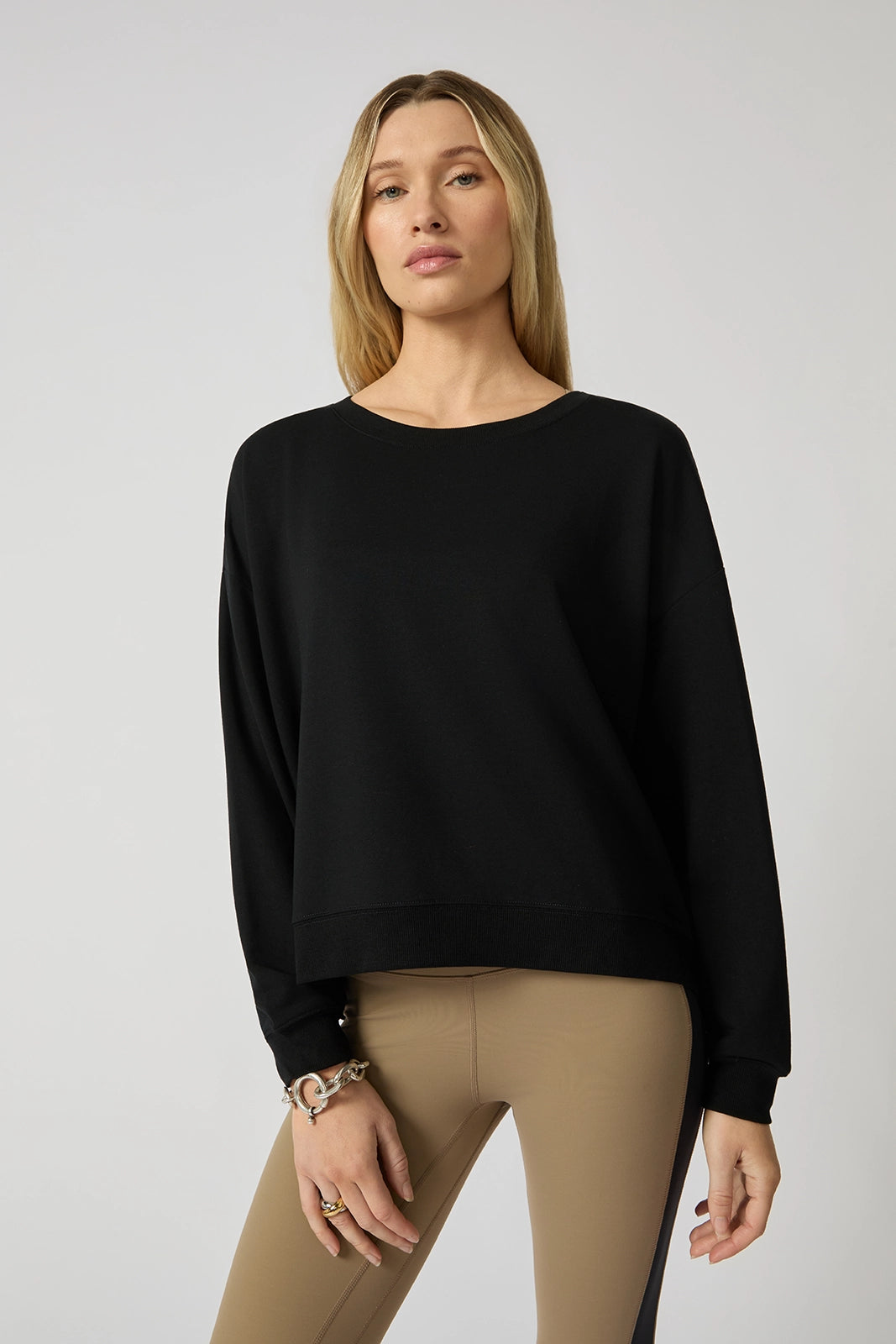 Cozy Fleece Relaxed Crew - Black