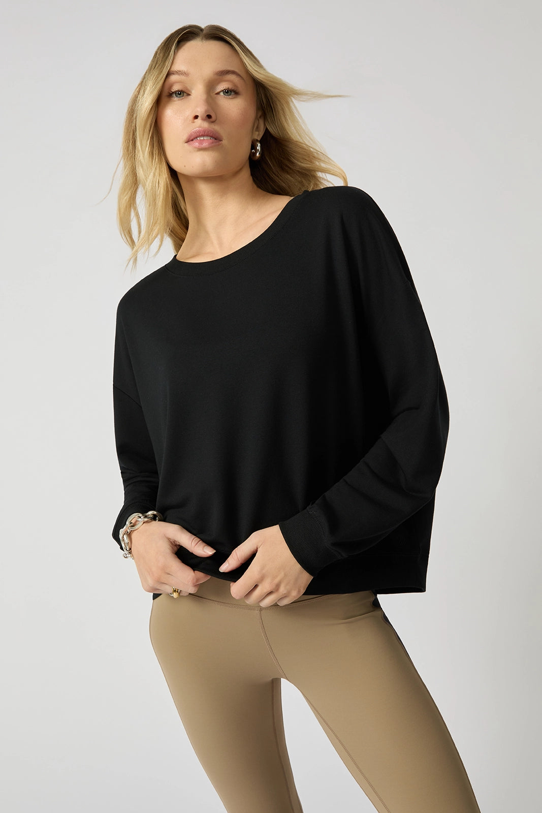 Cozy Fleece Relaxed Crew - Black