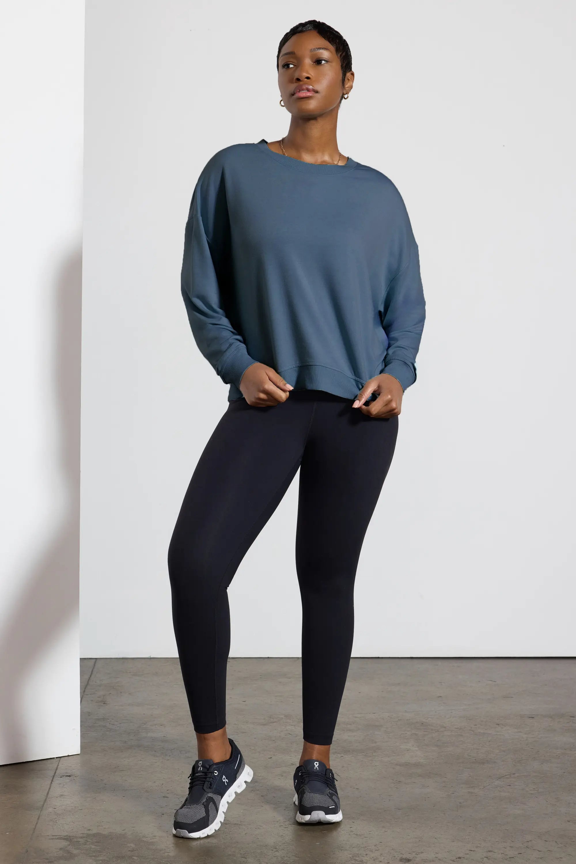 Cozy Fleece Relaxed Crew - Petrol Blue