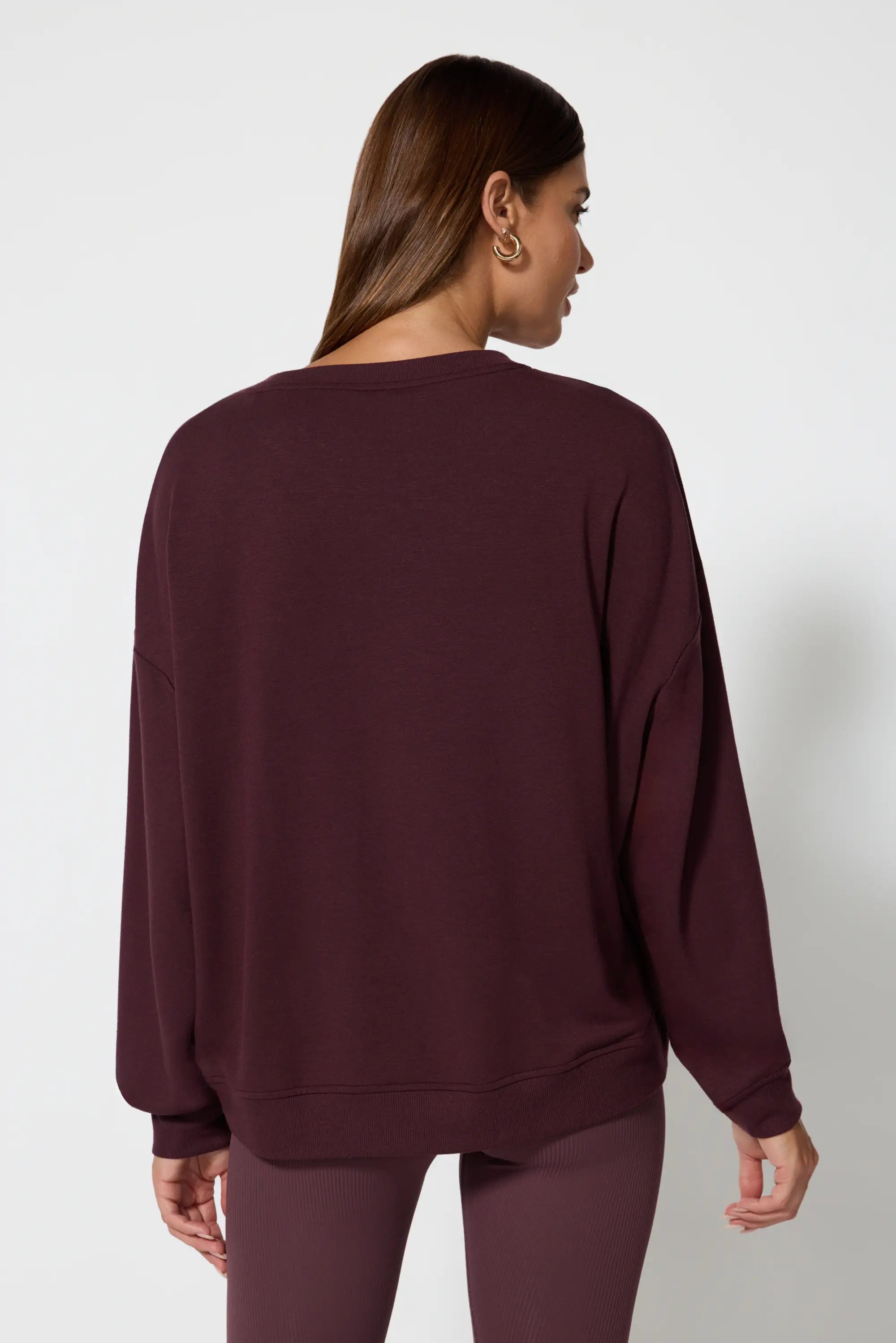 Cozy Fleece Relaxed Crew - Huckleberry
