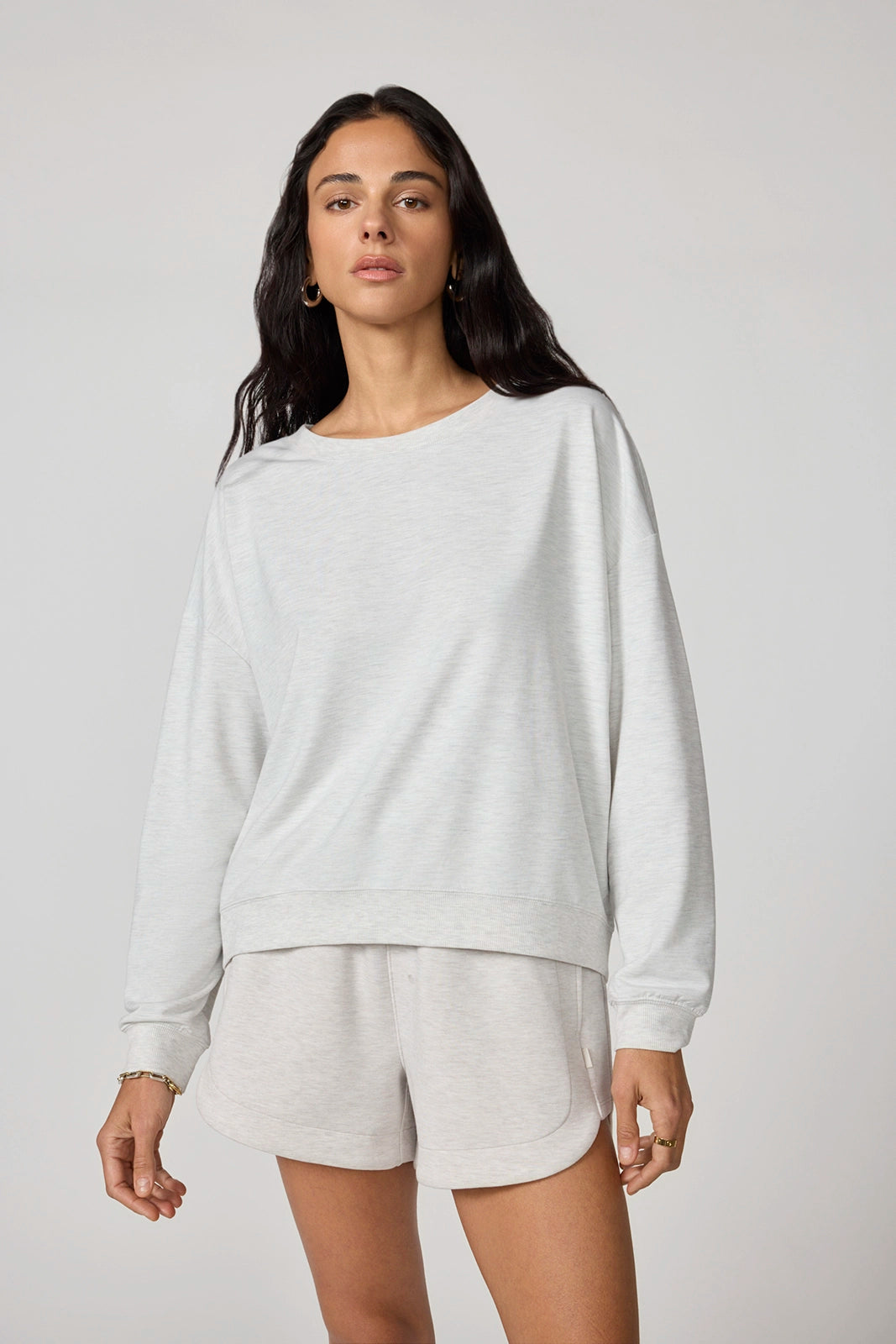 Cozy Fleece Relaxed Crew - Htr Moonbeam