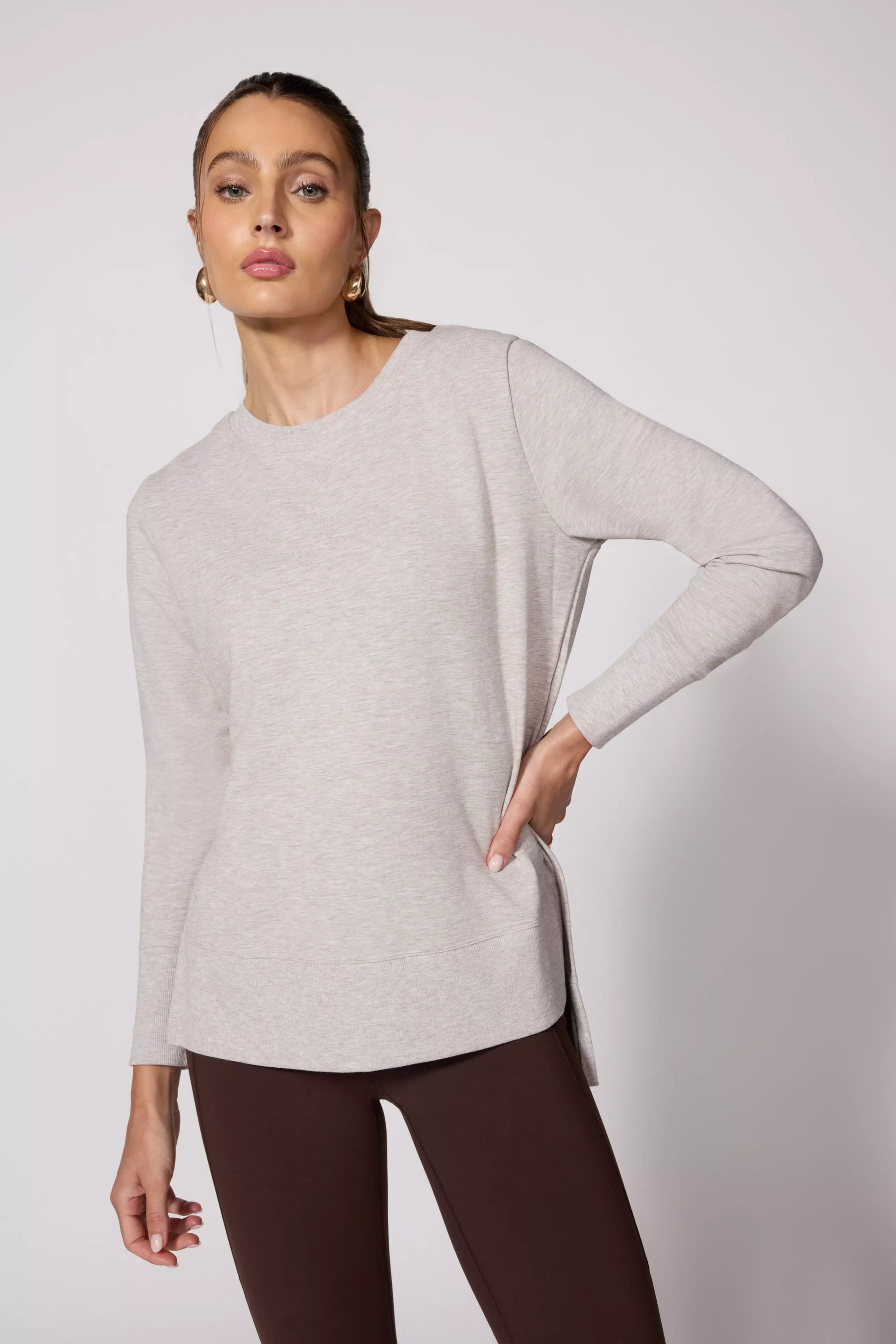 Serene Recycled Polyester TENCEL™ Modal Relaxed Side Slit Pullover