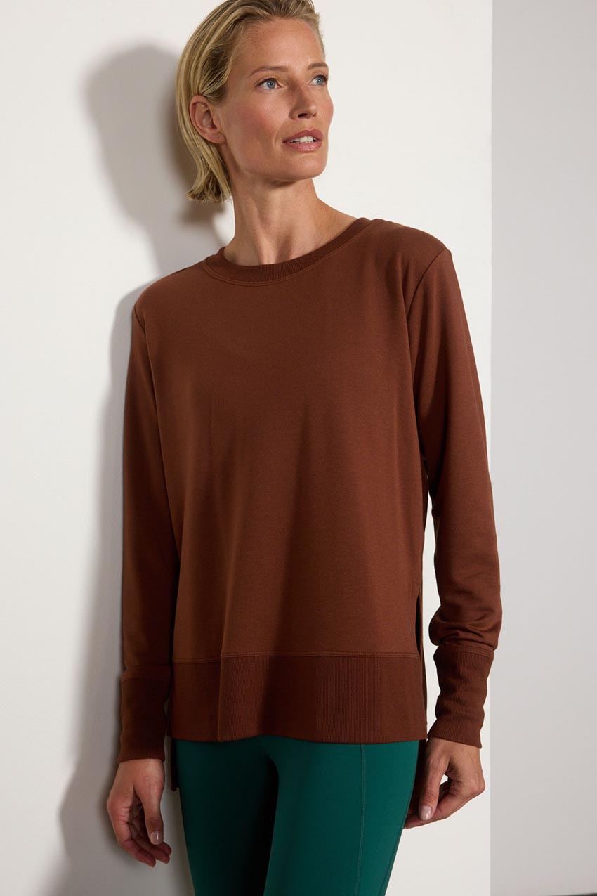 Serene Recycled Polyester TENCEL™ Modal Relaxed Side Slit Pullover – Sale