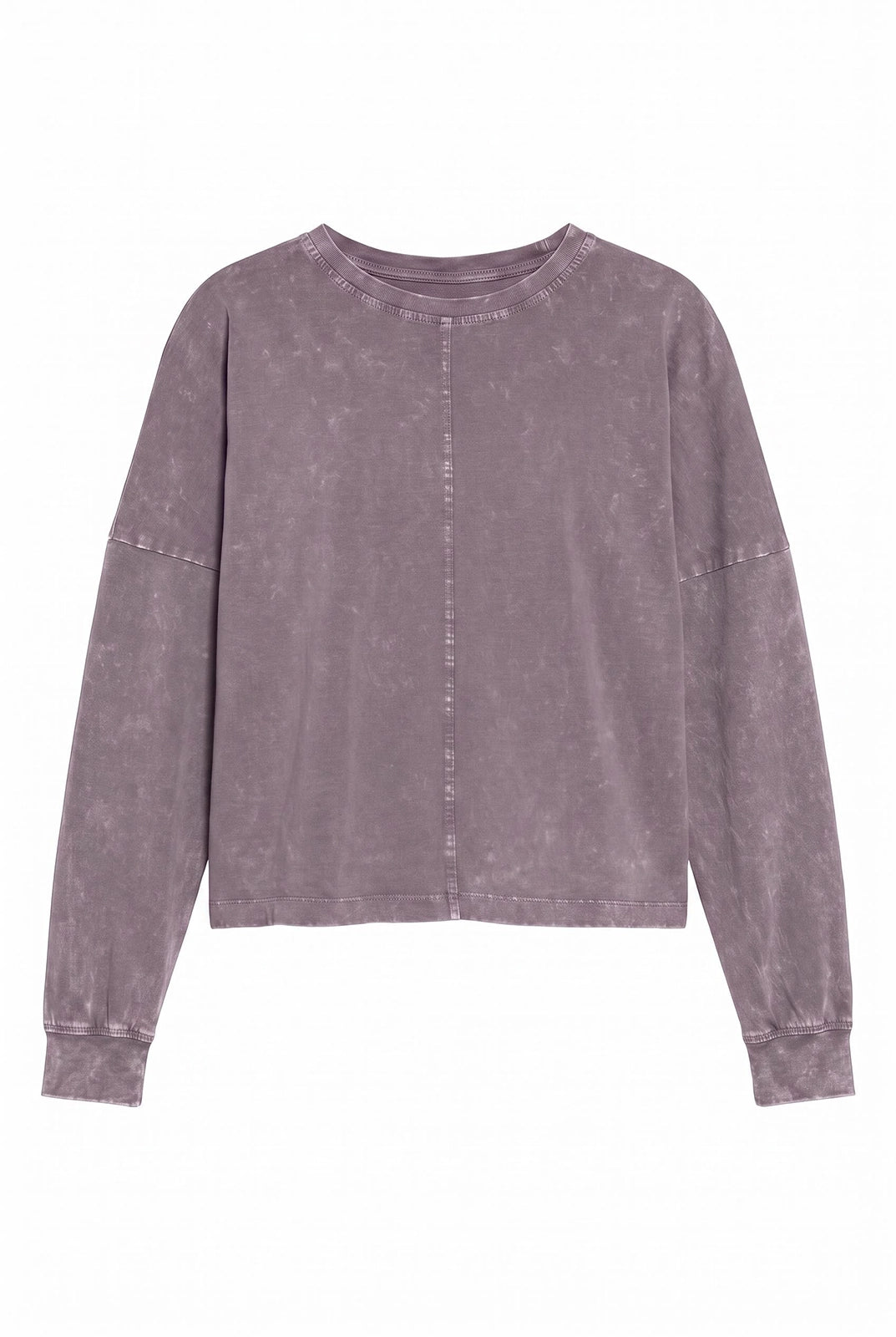 Calm Oversized Boxy Long Sleeve Top - Distressed Violet Smoke