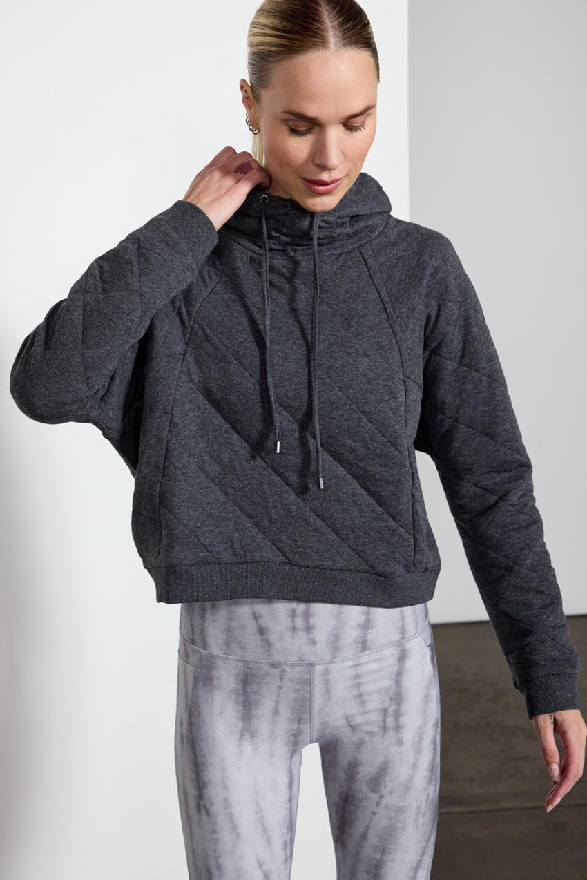 Aspire Cropped Relaxed Quilted Hoodie