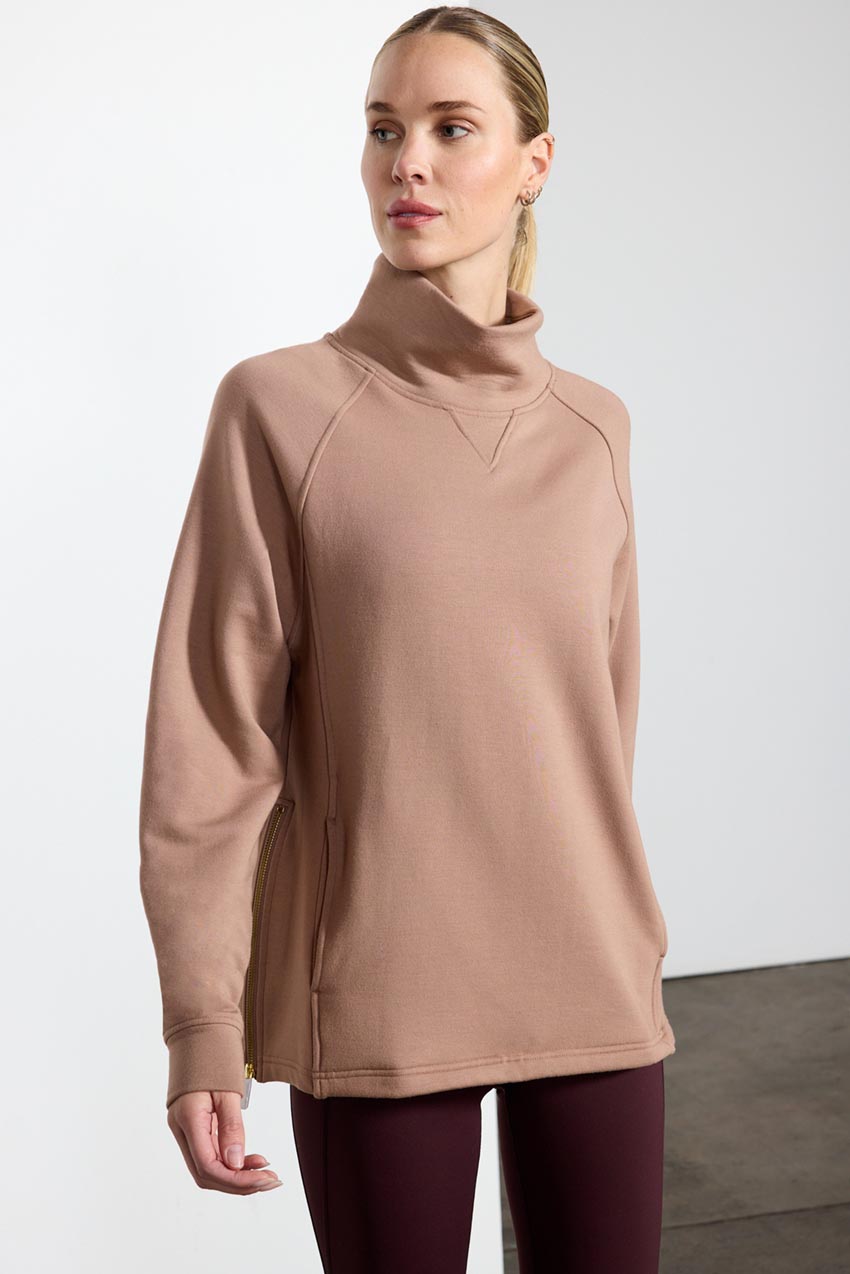 Serenity TENCEL™ Modal Mock Neck Pullover with Side Zip Slits