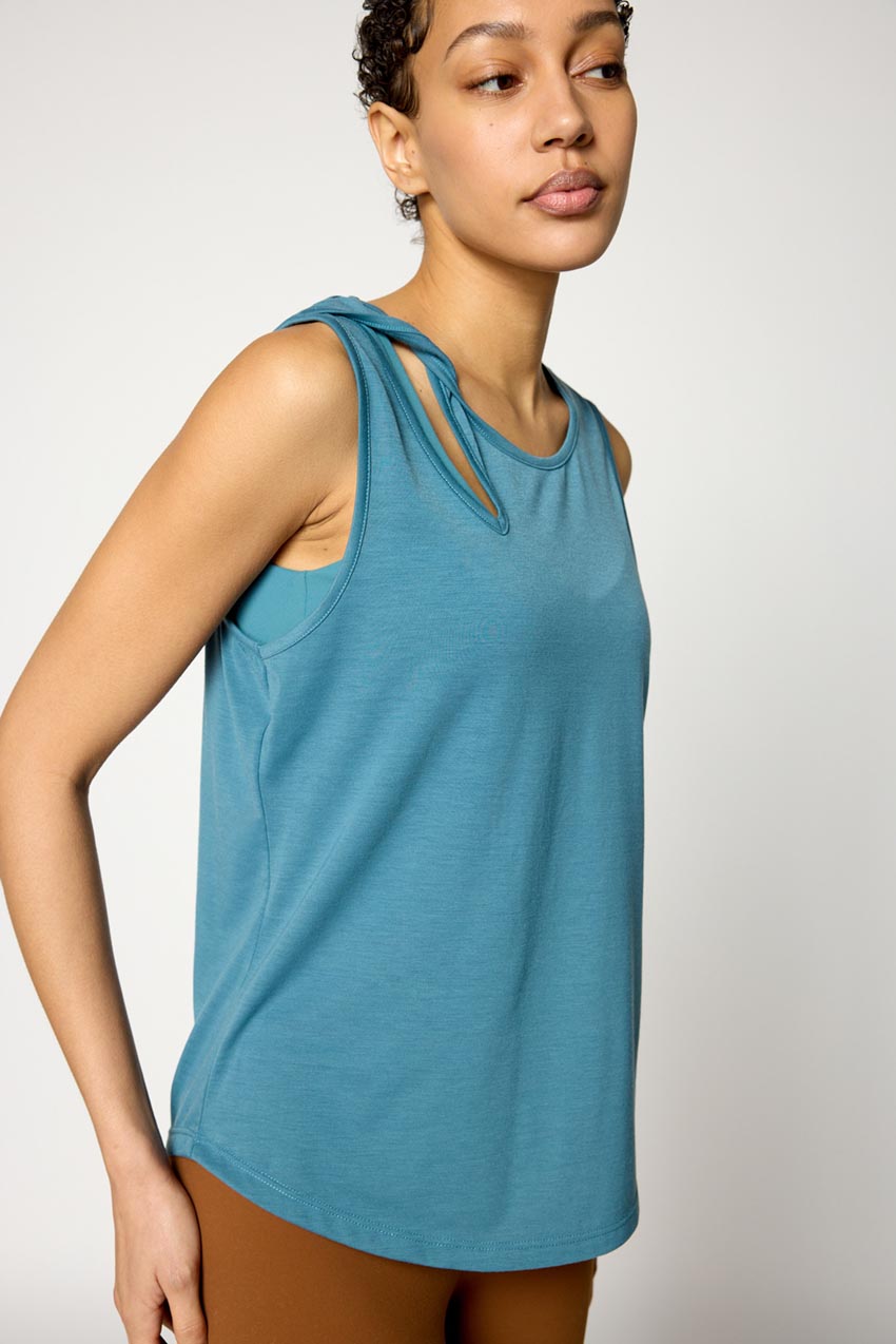 Dynamic Recycled Polyester Twist Keyhole Tank Top