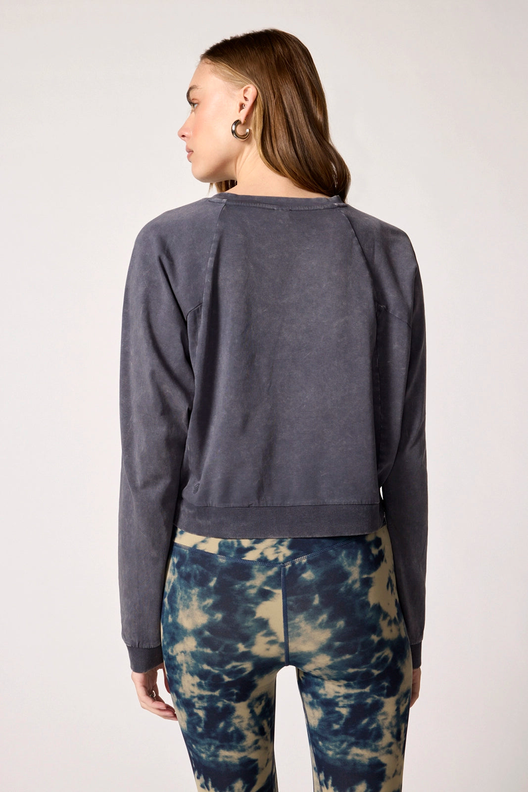 Rhythm Cropped Crew Neck Top - Distressed Charcoal