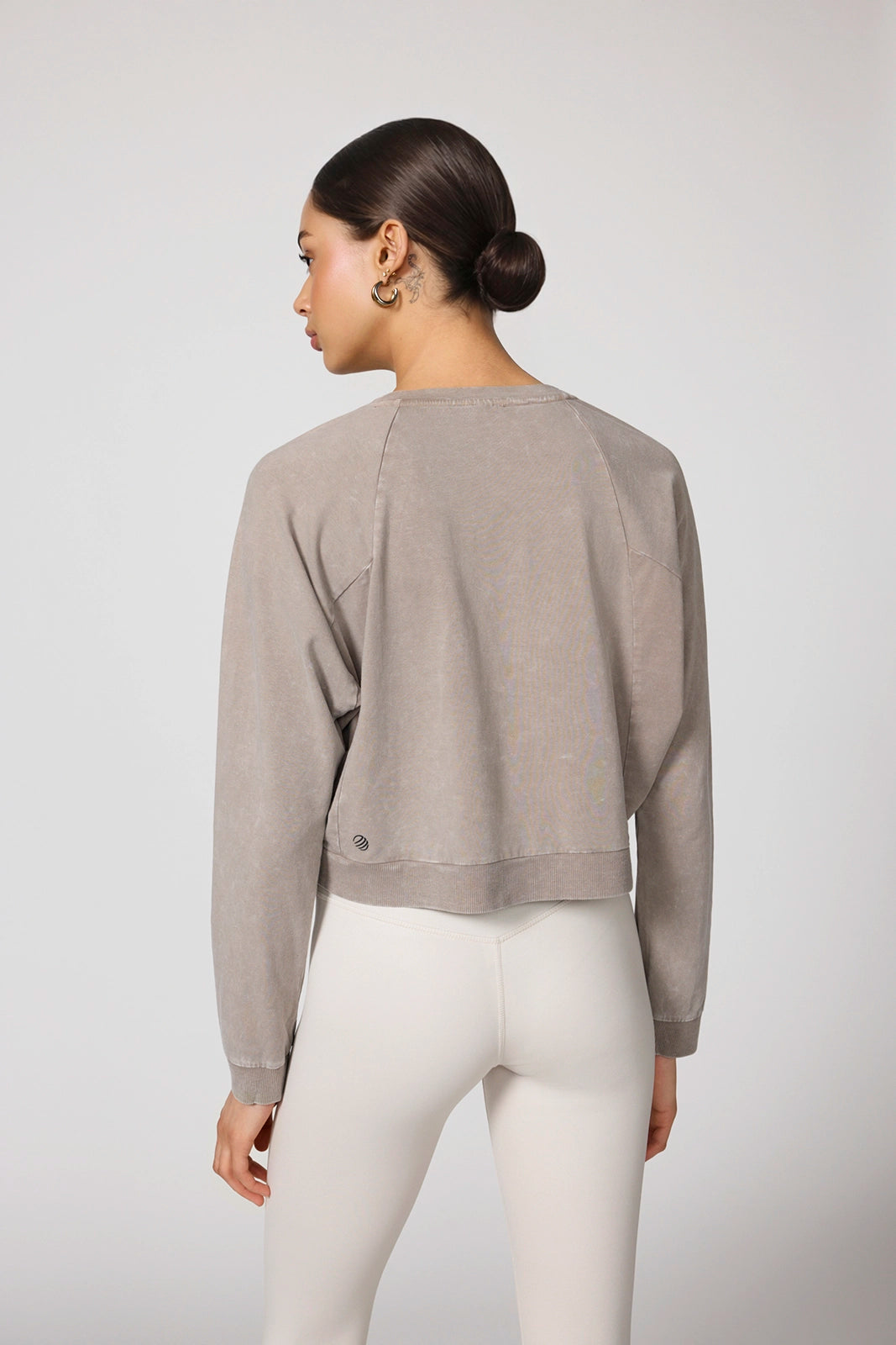 Rhythm Cropped Crew Neck Top - Distressed Caffe Latte