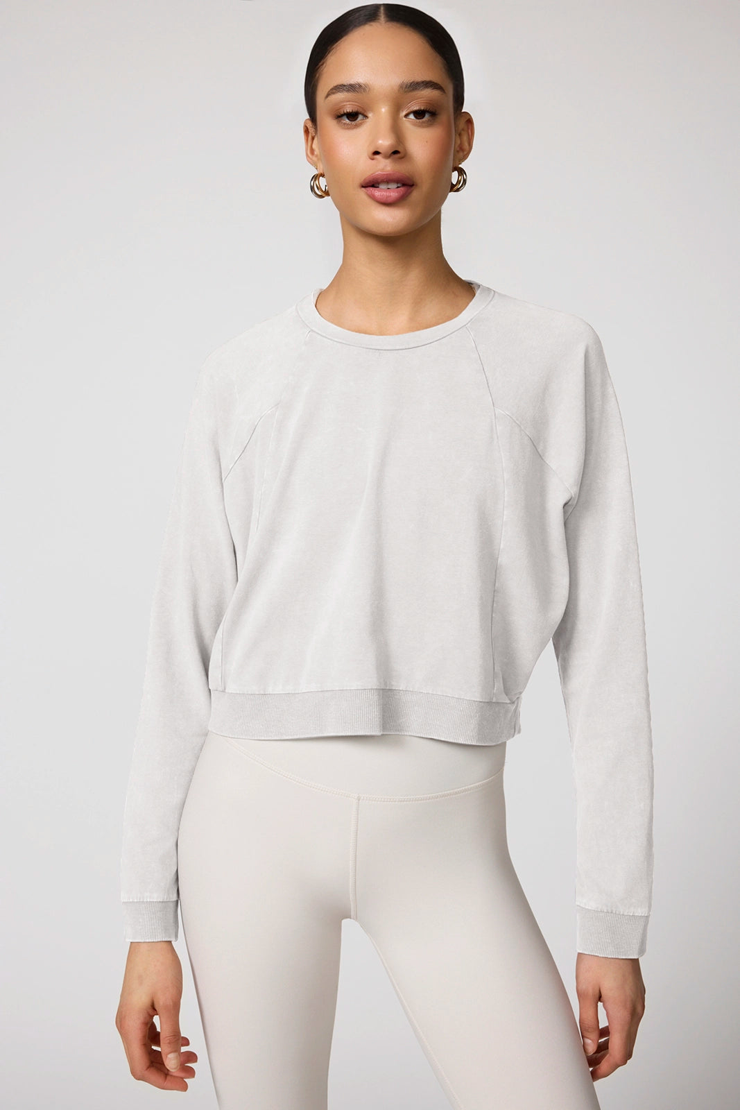 Rhythm Cropped Crew Neck Long Sleeve - Distressed Natural