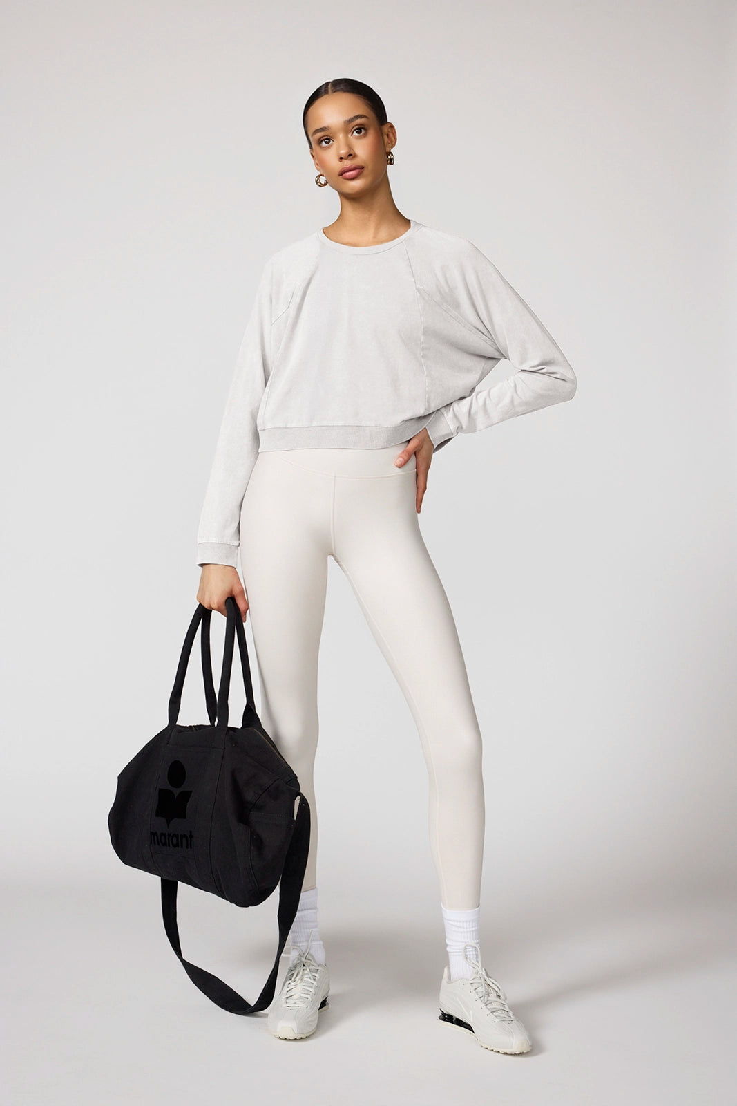 Rhythm Cropped Crew Neck Long Sleeve - Distressed Natural