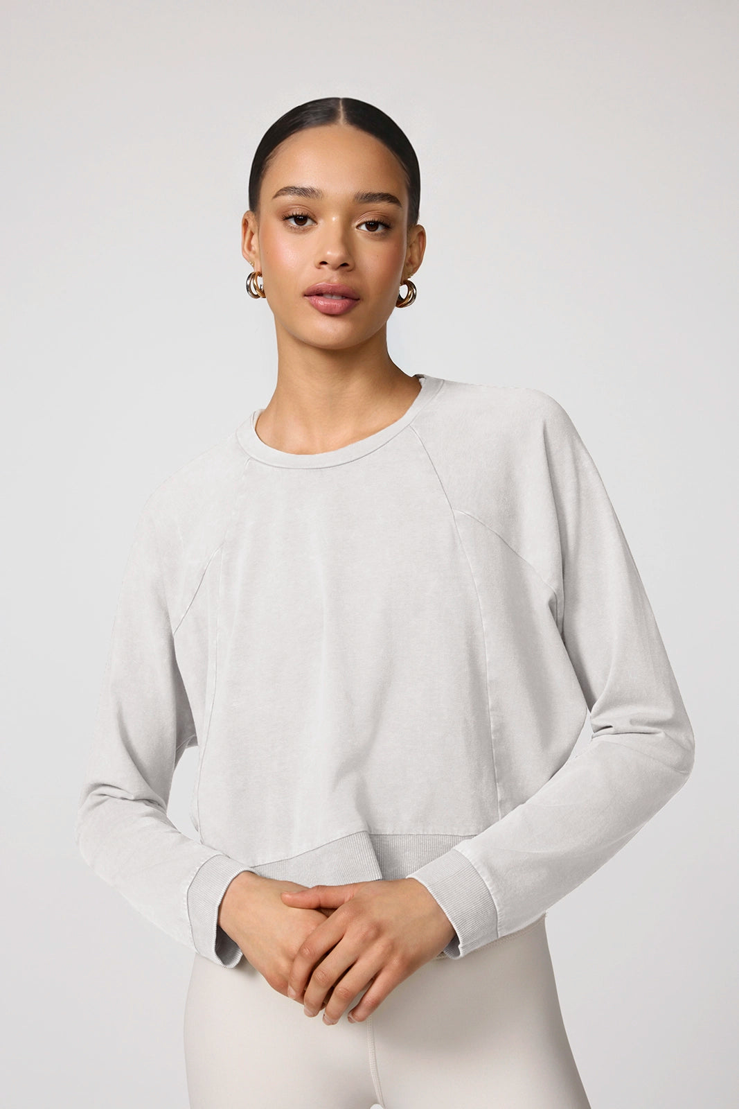 Rhythm Cropped Crew Neck Long Sleeve - Distressed Natural